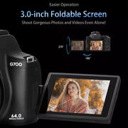 G700 4K / 64MP WiFi Digital Video Camera Camcorder 3.0 Inch IPS Screen 12X Optical Zoom