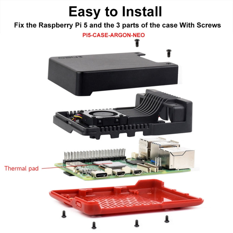 Waveshare 26587 For Raspberry Pi 5 Argon Neo Aluminum Alloy Case, Spec: Standard - free shipping - PMC Jewellery - Order now!