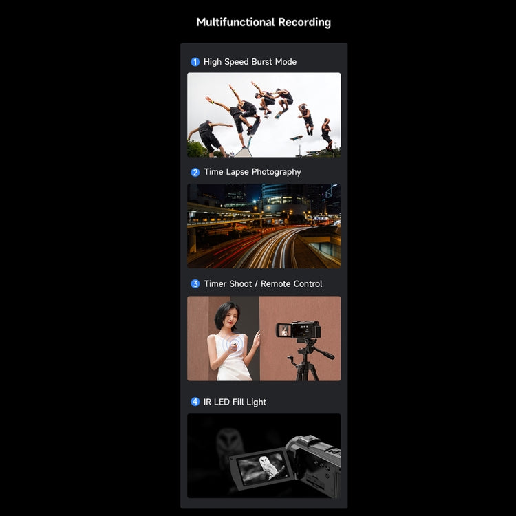 HDV-255K 5K/30FPS 16X Zoom Outdoor Sports HD Electronic Anti-Shake Digital Camera(US Plug) - Video Cameras by PMC TechLife | Online Shopping South Africa | PMC TechLife | Buy Now Pay Later Mobicred