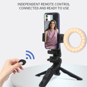 3.5mm Receiver Wireless Lavalier Microphone 9-inch Fill Light Tripod Set for Live Photography, Spec: Double Mic