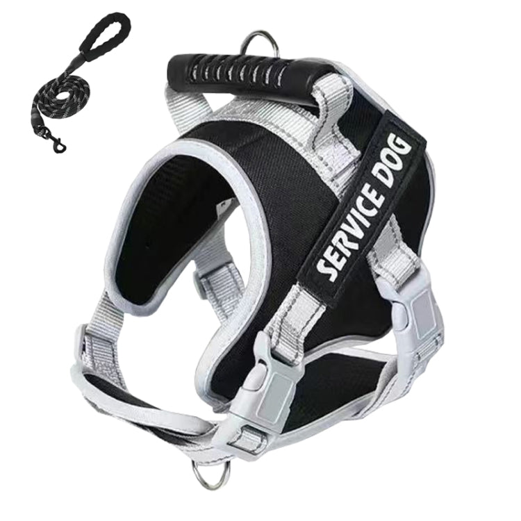 Large Dog Explosion Proof Punch Chest Harness Dog Travelling Leash, Style: Black+1.5m Round Rope(S) - Leashes & Chest Strap by PMC TechLife | Online Shopping South Africa | PMC TechLife | Buy Now Pay Later Mobicred