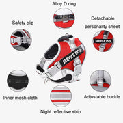 Large Dog Explosion Proof Punch Chest Harness Dog Travelling Leash, Style: Red+1.5m Round Rope(M)