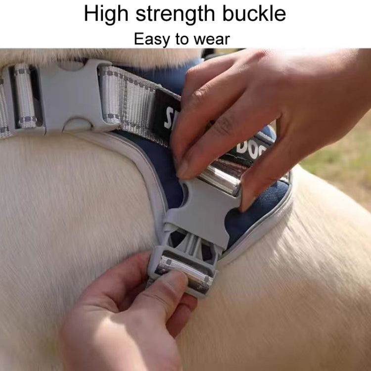 Large Dog Explosion Proof Punch Chest Harness Dog Travelling Leash, Style: Red+1.5m Round Rope(M)