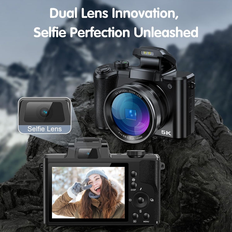 DC206X 5K/30FPS 3.2-Inch 5X Optical Zoom Front And Rear Dual-Camera HD Digital Camera(UK Plug)