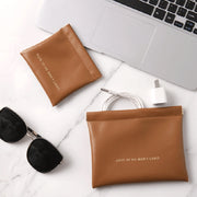 2pcs /Set PU Data Cable Earphone Storage Bag Mini Portable Lipstick Pouch Coin Purse, Size: Large+Small(Black)