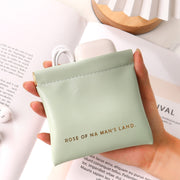 2pcs /Set PU Data Cable Earphone Storage Bag Mini Portable Lipstick Pouch Coin Purse, Size: Large+Small(Black)