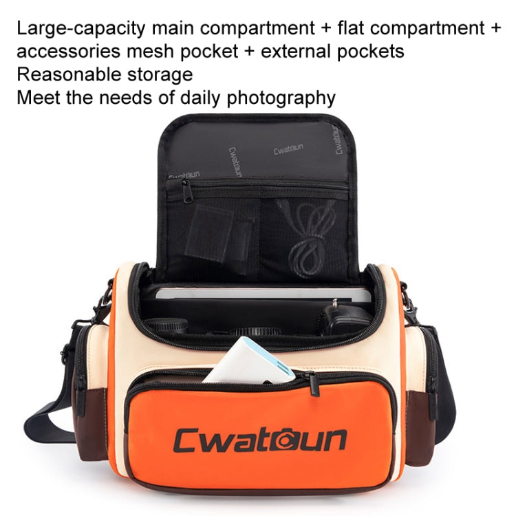 Cwatcun D121 Shoulder Crossbody Camera Bag Colorful Large Capacity Water-resistant Digital Photography Bag, Color: Large Orange Red