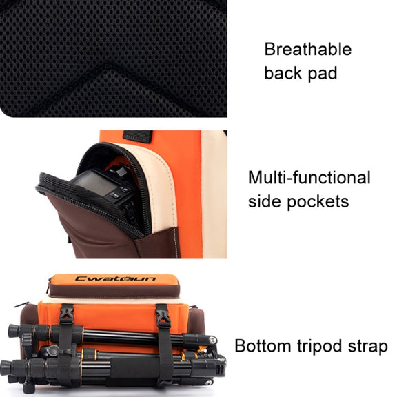 Cwatcun D121 Shoulder Crossbody Camera Bag Colorful Large Capacity Water-resistant Digital Photography Bag, Color: Large Orange Red