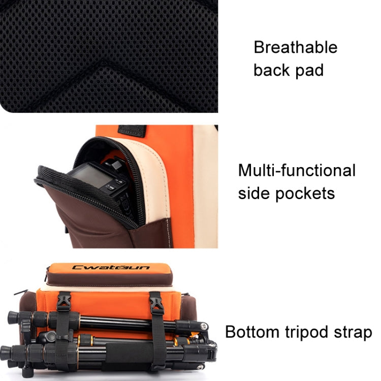 Cwatcun D121 Shoulder Crossbody Camera Bag Colorful Large Capacity Water-resistant Digital Photography Bag, Color: Medium Orange Red