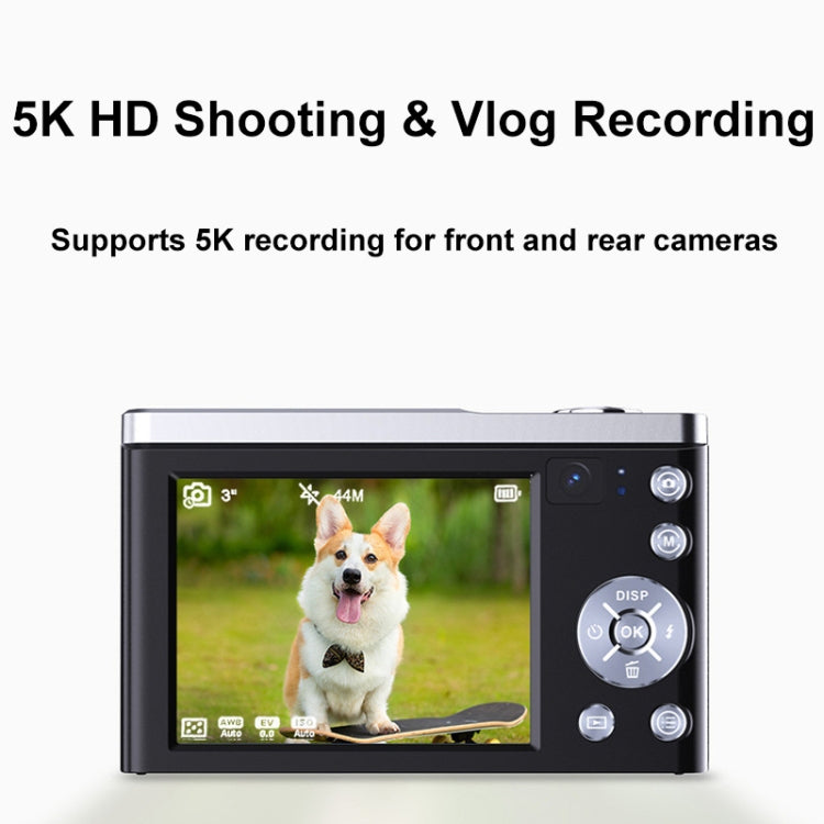 DC305X 5K/30FPS 2.8-Inch HD Shooting 5X Optical Zoom Anti-Shake Digital Camera, Color: Black US Plug