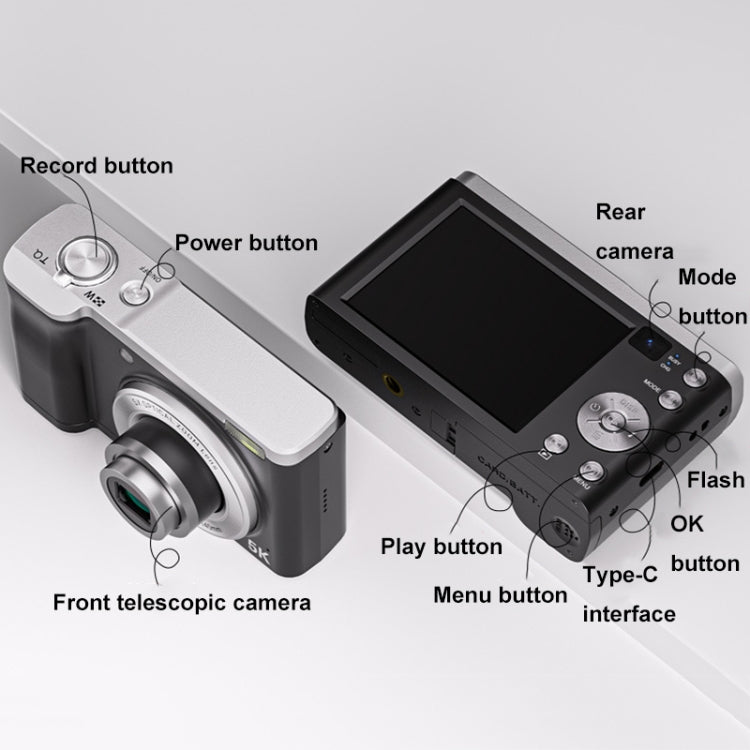 DC305X 5K/30FPS 2.8-Inch HD Shooting 5X Optical Zoom Anti-Shake Digital Camera, Color: White EU Plug