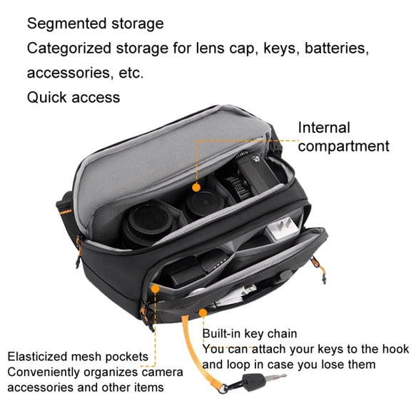 Cwatcun D133 Camera Chest Bag Multi-functional Handheld Slanting Cross Shoulder Camera Casual Bag, Color: Medium Black