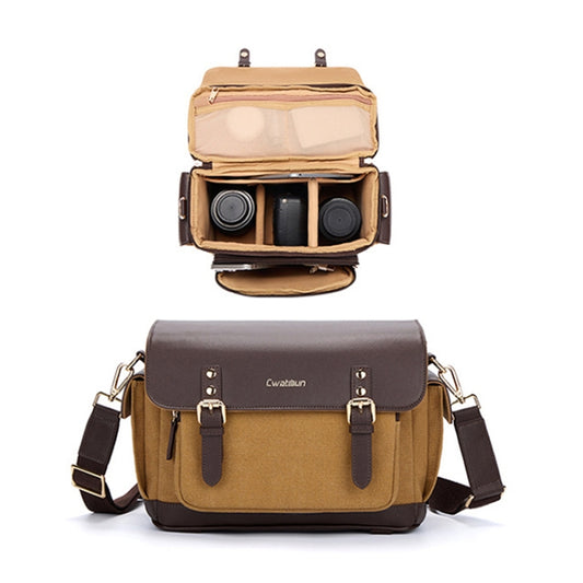 Cwatcun D127 Single Shoulder Vintage Waterproof Canvas Bag DSLR Camera Photo Bag - free shipping - PMC Jewellery - Order now!