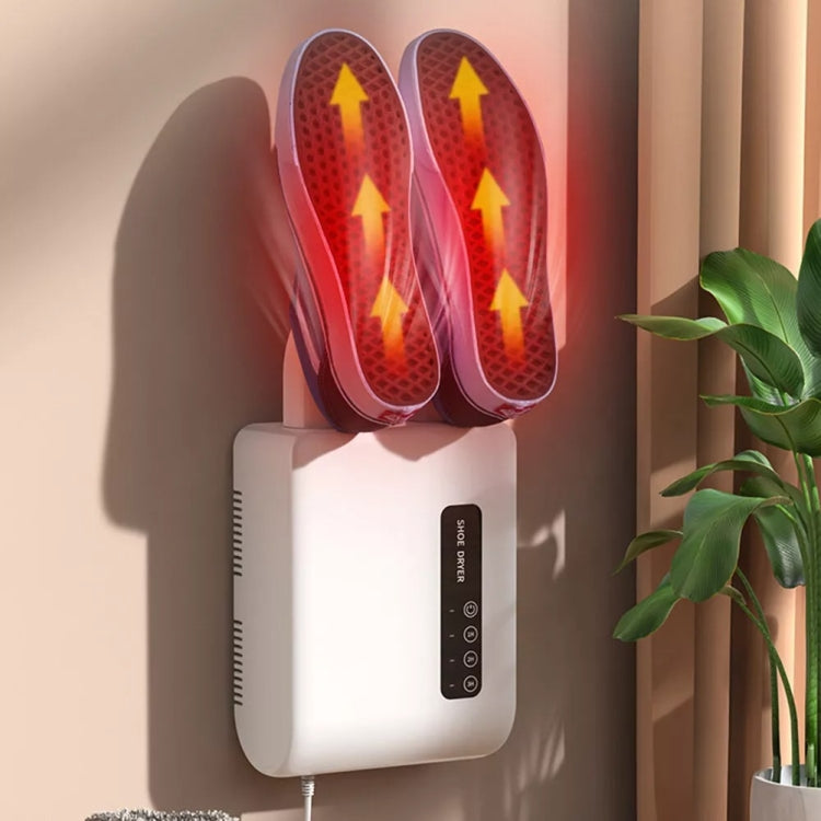 140W Boot Dryer Wall Mounted Shoes Warmer Heater, 3 Gear Timing, 360 Degree Rotating Air Outlet EU Plug(Black)