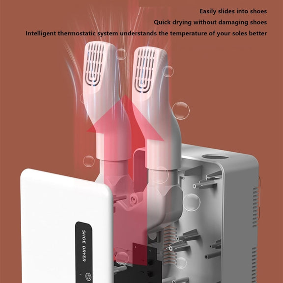 140W Boot Dryer Wall Mounted Shoes Warmer Heater, 3 Gear Timing, 360 Degree Rotating Air Outlet AU Plug(White)