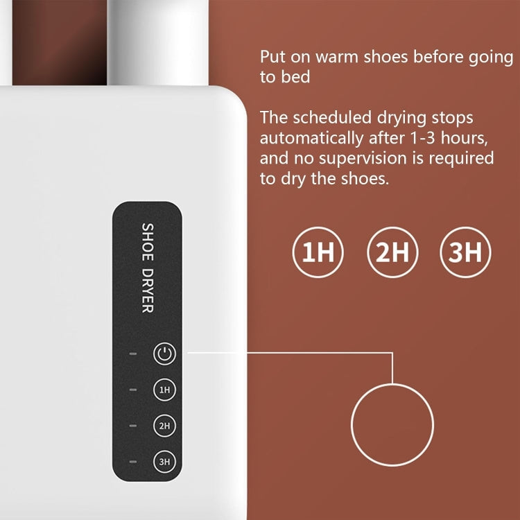 140W Boot Dryer Wall Mounted Shoes Warmer Heater, 3 Gear Timing, 360 Degree Rotating Air Outlet US Plug(White) - free shipping - PMC TechLife - Order now!