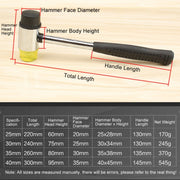 40mm No Bounce Mounting Hammer Handmade DIY Double Face Tap Rubber Hammer