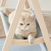Solid Wood Cat Double-Layer Hammock Universal Cat Bed Washable Kitten Swing, Spec: Straw Mat