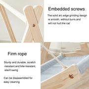 Solid Wood Cat Double-Layer Hammock Universal Cat Bed Washable Kitten Swing, Spec: Straw Mat