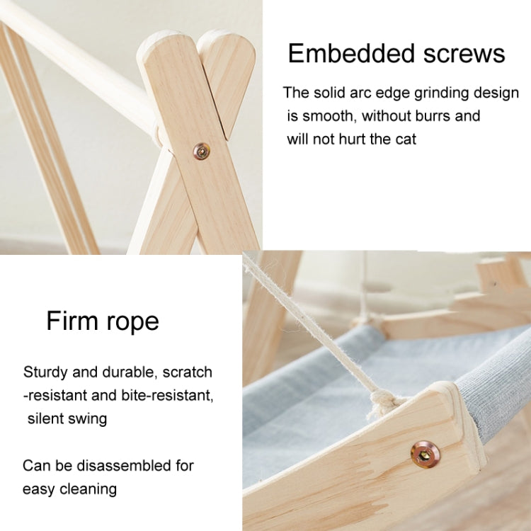 Solid Wood Cat Double-Layer Hammock Universal Cat Bed Washable Kitten Swing, Spec: Straw Mat