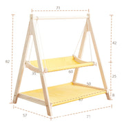 Solid Wood Cat Double-Layer Hammock Universal Cat Bed Washable Kitten Swing, Spec: Straw Mat