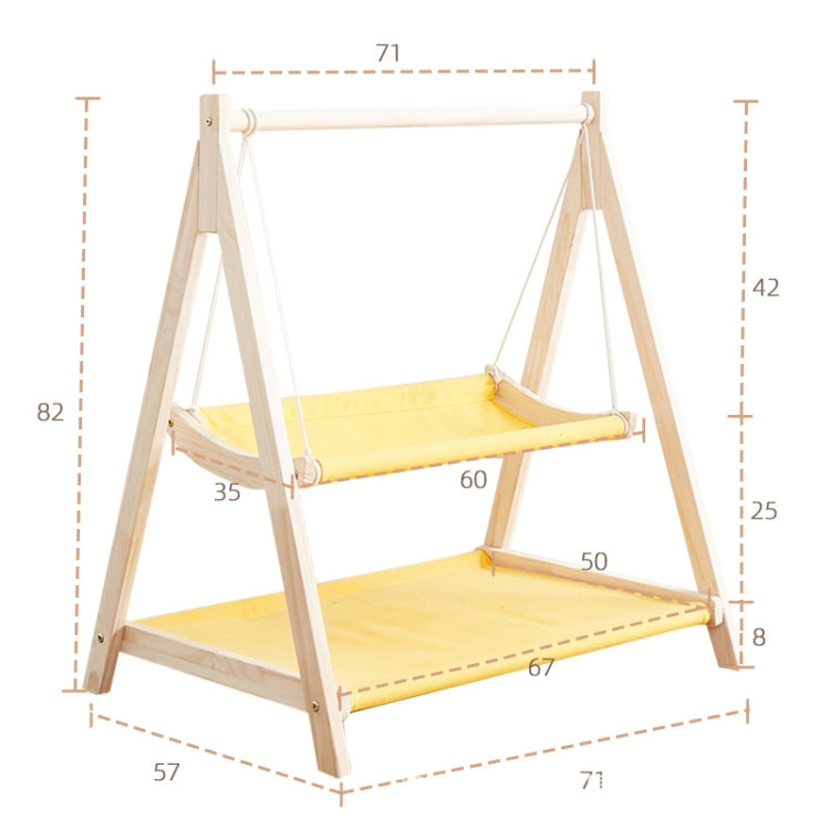 Solid Wood Cat Double-Layer Hammock Universal Cat Bed Washable Kitten Swing, Spec: Straw Mat
