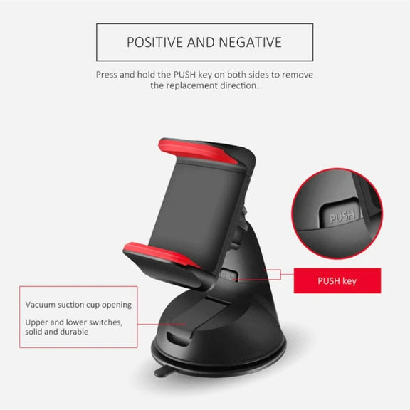 Navigation Car Holder Dashboard Desktop Suction Cup Mobile Phone Holder(Black Red)