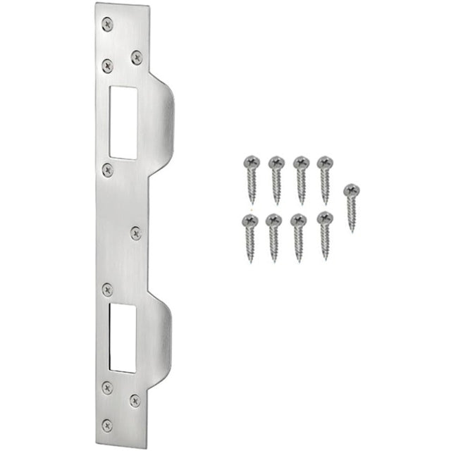 Heavy Duty Metal Latch Plate for Exterior Interior Door Double Hole Reinforcement Striker Plates(White)