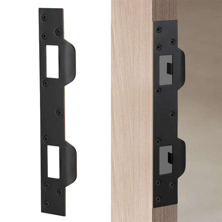 Heavy Duty Metal Latch Plate for Exterior Interior Door Double Hole Reinforcement Striker Plates(Black)