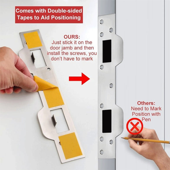 Heavy Duty Metal Latch Plate for Exterior Interior Door Double Hole Reinforcement Striker Plates(Black)