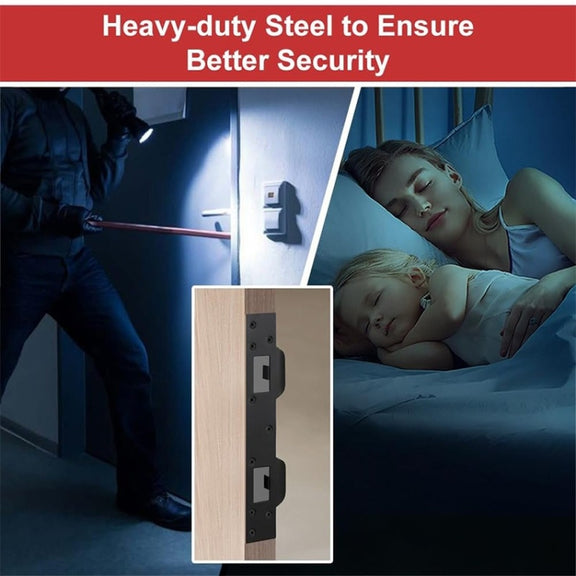 Heavy Duty Metal Latch Plate for Exterior Interior Door Double Hole Reinforcement Striker Plates(Black)