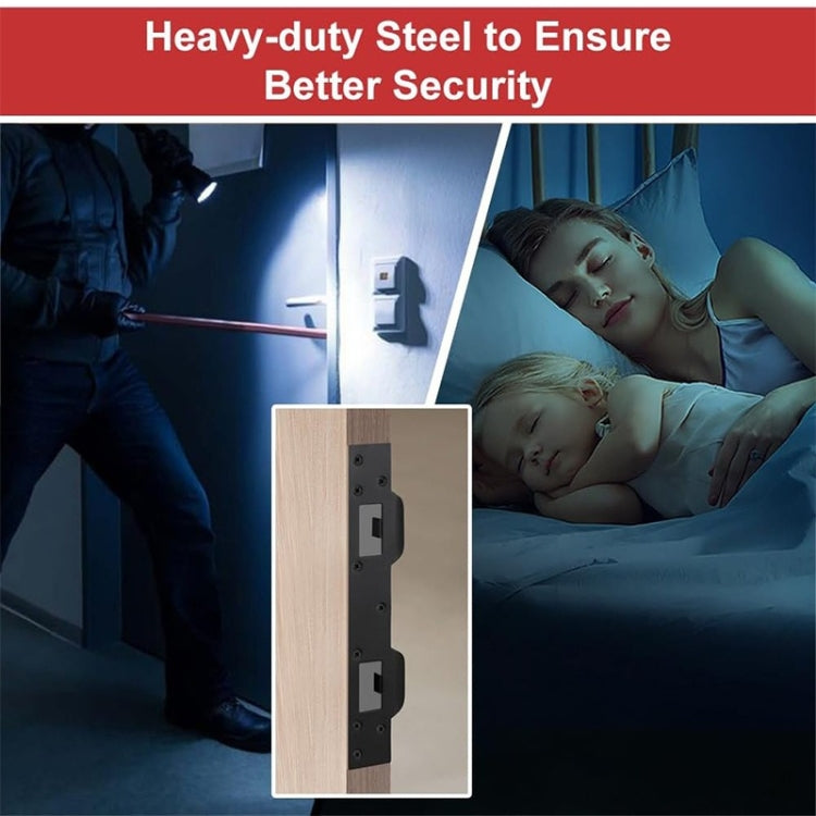 Heavy Duty Metal Latch Plate for Exterior Interior Door Double Hole Reinforcement Striker Plates(Black)
