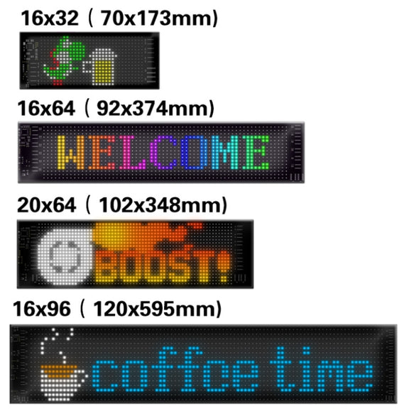 7x17.3cm（16 x 32 LEDs) Car Flexible Display Advertising Screen APP Bluetooth Smart Screen