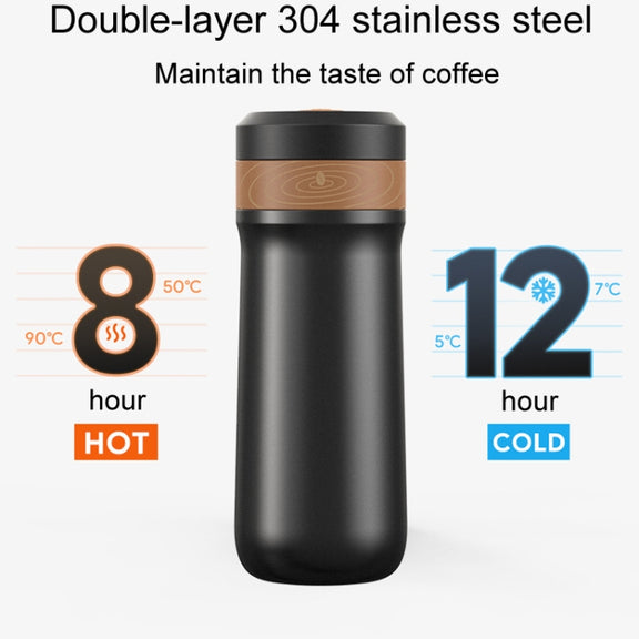 Portable Thermos Tea Brewer Coffee Filter Stainless Steel Carry-On French Press Kettle, Capacity: 320ml