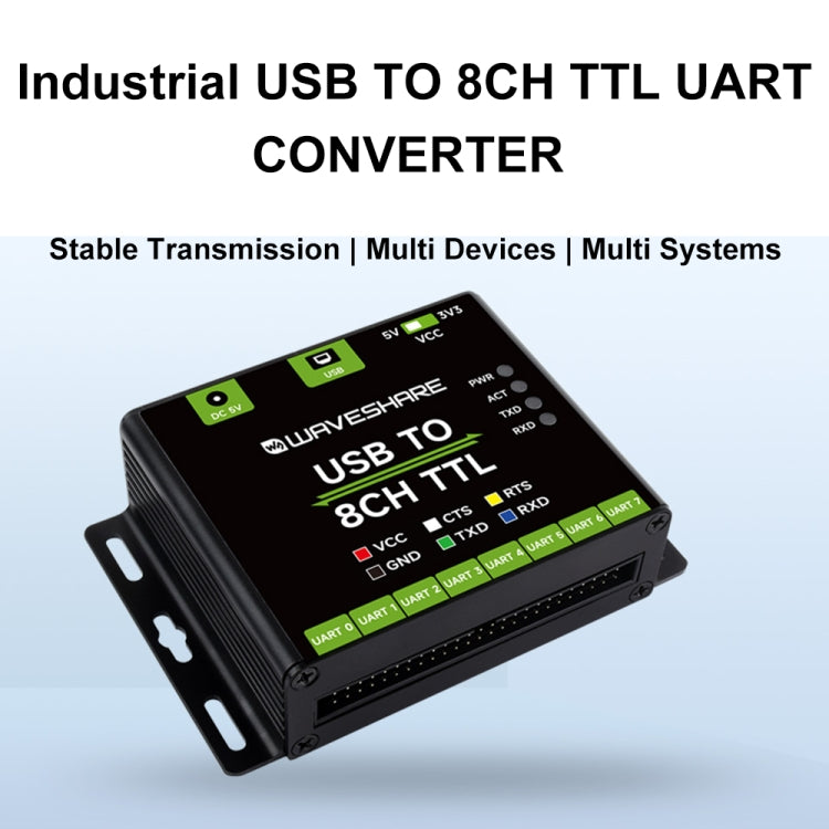 Waveshare 27076 Industrial USB TO TTL UART Serial Communication Module Converter(USB TO 8CH TTL) - free shipping - PMC Jewellery - Order now!