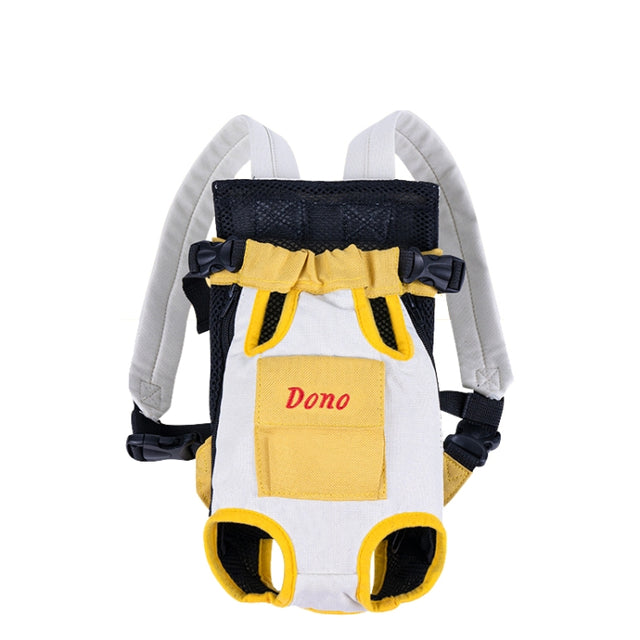 DONO Pet Four-legged Bag Outdoor Carrying Bag Breathable Backpack, Size: XXL(Yellow White)