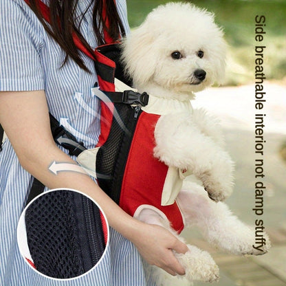 DONO Pet Four-legged Bag Outdoor Carrying Bag Breathable Backpack, Size: XXL(Red White) - Pet Storages & Bags by DONO | Online Shopping South Africa | PMC Jewellery | Buy Now Pay Later Mobicred