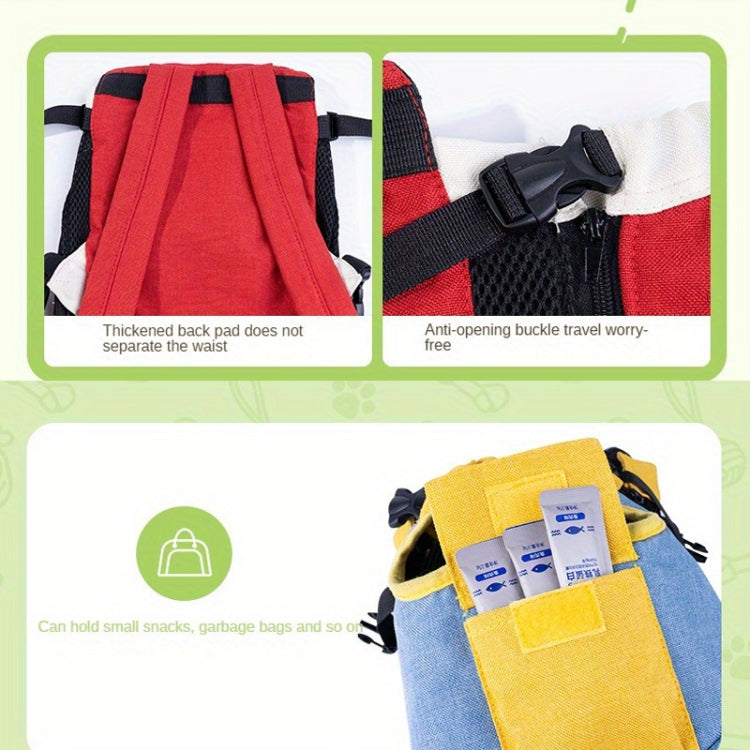 DONO Pet Four-legged Bag Outdoor Carrying Bag Breathable Backpack, Size: XXL(Blue Yellow)
