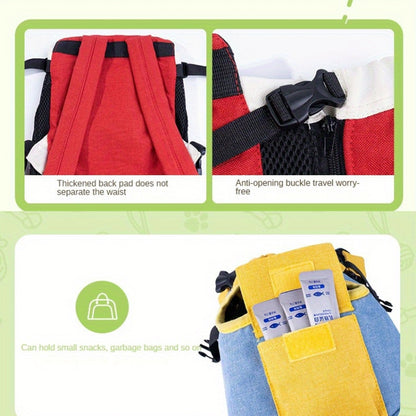 DONO Pet Four-legged Bag Outdoor Carrying Bag Breathable Backpack, Size: L(Yellow White) - Pet Bags by DONO | Online Shopping South Africa | PMC Jewellery | Buy Now Pay Later Mobicred