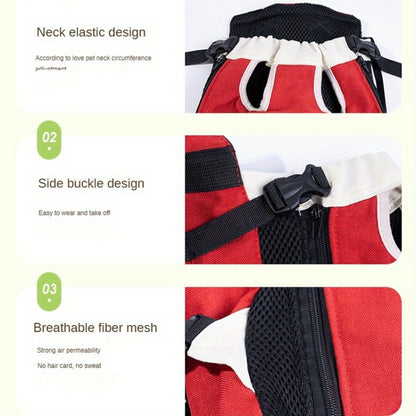 DONO Pet Four-legged Bag Outdoor Carrying Bag Breathable Backpack, Size: XXL(Red White) - Pet Storages & Bags by DONO | Online Shopping South Africa | PMC Jewellery | Buy Now Pay Later Mobicred