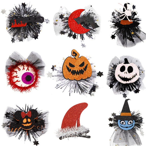 Halloween Hair Clips Hair Accessories Kids Party Dress Up Jewelry, Style: Ghost Open