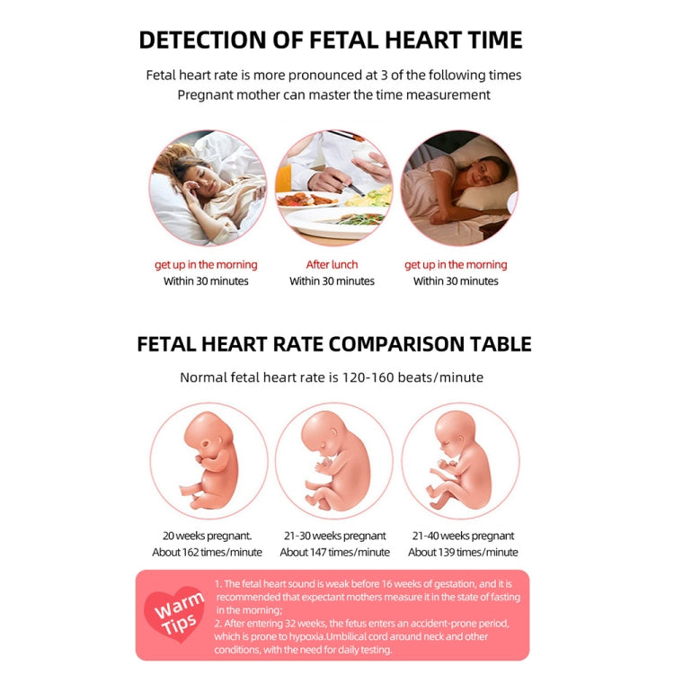 T505 IP5 Dustproof And Water-resistant Pregnant Women Home Doppler Fetal Heart Rate Monitor(Pink)