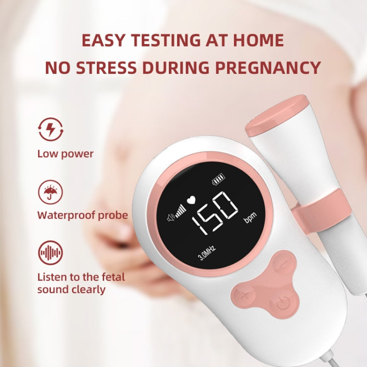T505 IP5 Dustproof And Water-resistant Pregnant Women Home Doppler Fetal Heart Rate Monitor(Pink)