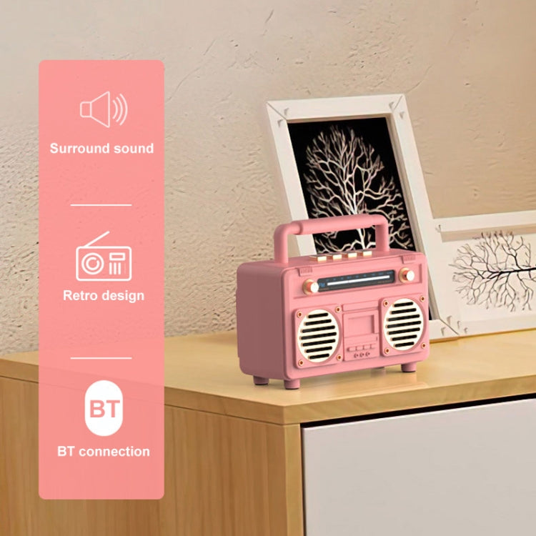 BT21 Retro USB Flash Drive FM Radio Wireless Bluetooth Speaker, Color: Pink