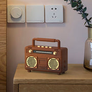 BT21 Retro USB Flash Drive FM Radio Wireless Bluetooth Speaker, Color: Black