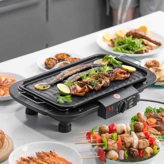 1800W Electric Grill Home BBQ Grill, UK Plug(Black)