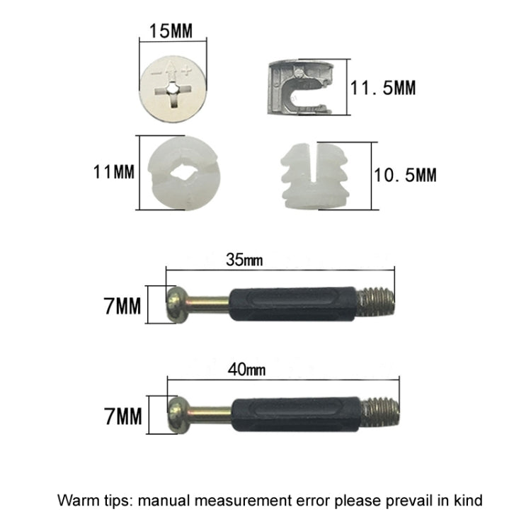 10pcs 35mm 3 In 1 Screw Connector Furniture Link Fixer Closet Eccentric Wheel Nut Connection Fastener - Furniture Accessories by PMC Jewellery | Online Shopping South Africa | PMC Jewellery | Buy Now Pay Later Mobicred