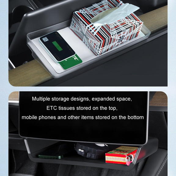 For Tesla Model Y/3 Screen Storage Box, Color: Translucent White + White