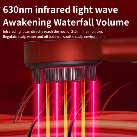 630nm Red Light Massage Comb Scalp Care Liquid Guide Hair Growth Instrument(Deep Gray)