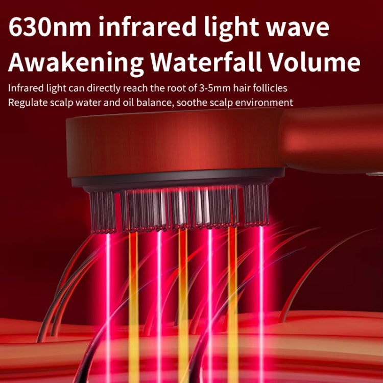 630nm Red Light Massage Comb Scalp Care Liquid Guide Hair Growth Instrument(Deep Gray)